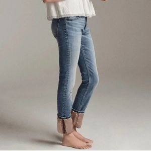 Anthro Pilcro and the Letterpress satin trim cropped jean size 29